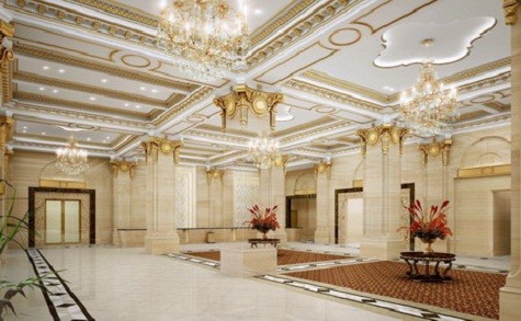 Phòng Athen tầng 29 được trang trí thiết kế theo lối kiến trúc Châu Âu, nhiều họa tiết, bức tranh đều được điểm tô bởi những miếng vàng lá.